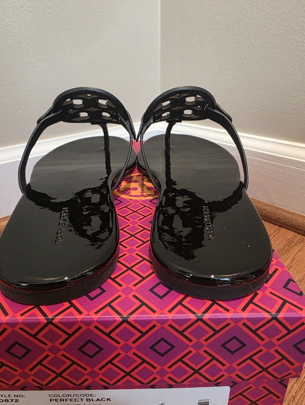 Tory Burch Miller Black Patent Leather Sandal Size 10.5 - Picture 4 of 13